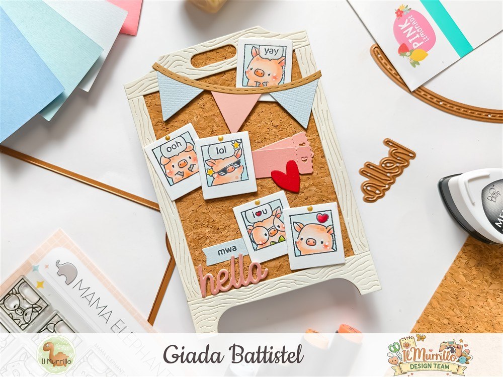 Lavagna in sughero e porcellini